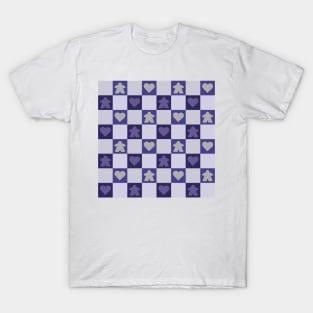 Purple Periwinkle Meeple Gingham Check | Game Night Picnic Checkerboard T-Shirt